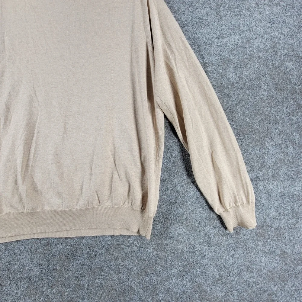 Tricots St. Raphael Polo Sweater‎ Mens M Ivory Silk Outdoor Long Sleeve 3 Button